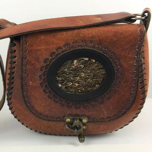 LEATHER SHOULDER SADDLE BAG PURSE , HANDCRAFTED